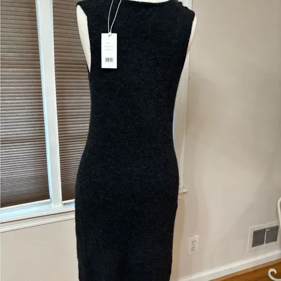 Vince Charcoal Sleeveless V Neck Sweater Dress - Picture 3 of 8